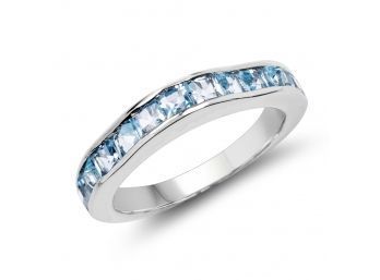 2.25 Carat Genuine Blue Topaz .925 Sterling Silver Ring Size 9