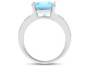 5.75 Carat Genuine Swiss Blue Topaz And White Topaz .925 Sterling Silver Ring
