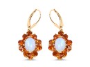 14K Yellow Gold Plated 5.42 Carat Genuine Ethiopian Opal, Citrine And White Topaz .925 Sterling Silver Earrings