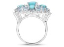 6.18 Carat Genuine Turquoise And Blue Topaz .925 Sterling Silver Ring