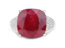 14.47 Carat Ruby And White Topaz .925 Sterling Silver Ring