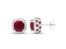 6.08 Carat Ruby And White Topaz .925 Sterling Silver Earrings