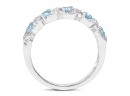 0.64 Carat Genuine Swiss Blue Topaz And White Topaz .925 Sterling Silver Ring Size 7
