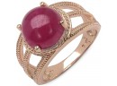 14K Rose Gold Plated 6.55 Carat Genuine Ruby .925 Sterling Silver Ring