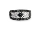 0.26 Carat Genuine Black Diamond And White Diamond .925 Sterling Silver Ring, Size 7.00