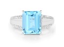 5.78 Carat Genuine Swiss Blue Topaz And White Topaz .925 Sterling Silver Ring