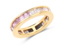 14K Yellow Gold Plated 4.32 Carat Genuine Multi Sapphire .925 Sterling Silver Ring, Size 8.00