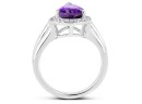 1.77 Carat Genuine Amethyst And White Topaz .925 Sterling Silver Ring