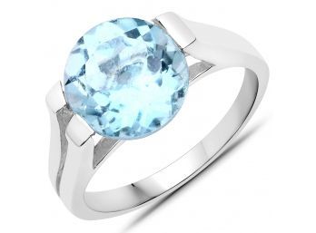 4.00 Carat Genuine Blue Topaz .925 Sterling Silver Ring, Size 8.00