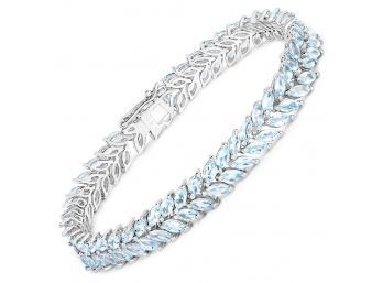 10.12 Carat Genuine Aquamarine .925 Sterling Silver Bracelet