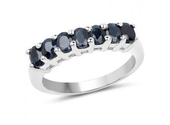 1.54 Carat Genuine Black Sapphire .925 Sterling Silver Ring