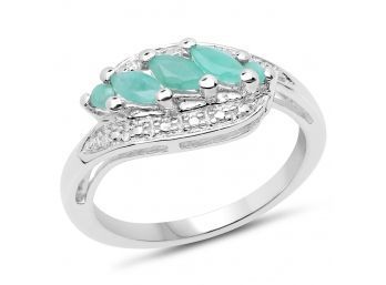 0.48 Carat  Genuine Emerald .925 Sterling Silver Ring