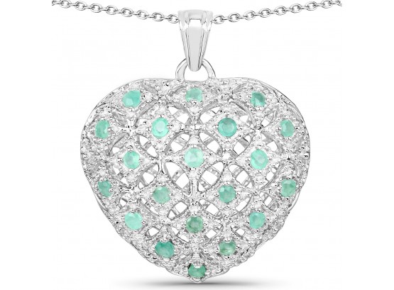 0.60 Carat Genuine Emerald .925 Sterling Silver Pendant