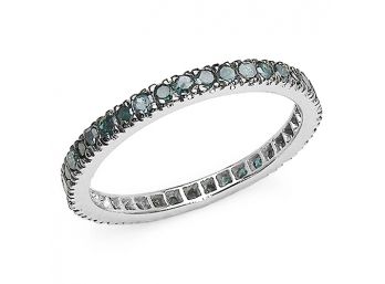 0.57 Carat Genuine Blue Diamond .925 Sterling Silver Ring