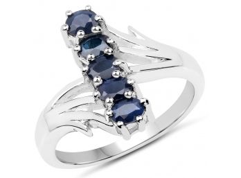 1.10 Carat Genuine Blue Sapphire .925 Sterling Silver Ring