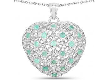 0.60 Carat Genuine Emerald .925 Sterling Silver Pendant