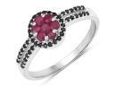 0.69 Carat Genuine Ruby And Black Spinel .925 Sterling Silver Ring