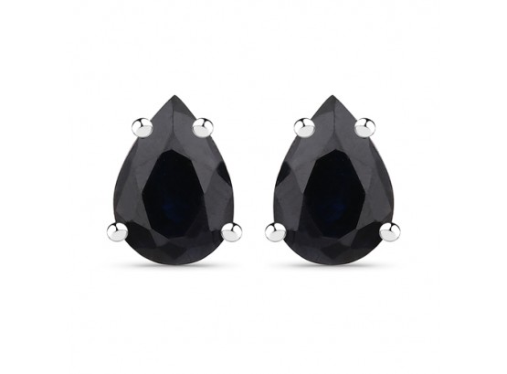 1.70 Carat Genuine Black Sapphire .925 Sterling Silver Earrings