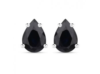 1.70 Carat Genuine Black Sapphire .925 Sterling Silver Earrings