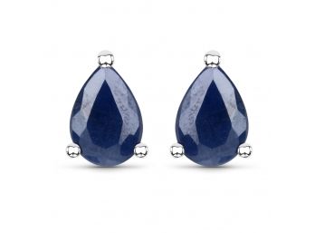 1.60 Carat Genuine Blue Sapphire .925 Sterling Silver Earrings