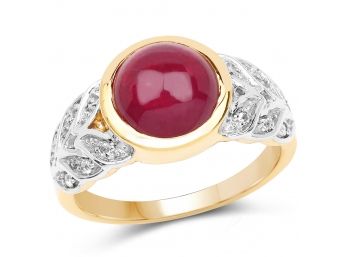 5.11 Carat Ruby And White Topaz .925 Sterling Silver Ring