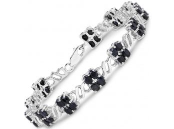 10.56 Carat Genuine Black Sapphire .925 Sterling Silver Bracelet