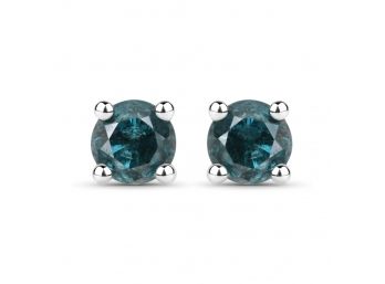 0.23 Carat Genuine Blue Diamond 14K White Gold Earrings