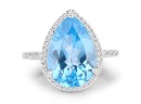 6.76 Carat Genuine Swiss Blue Topaz And White Topaz .925 Sterling Silver Ring