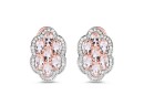 14K Rose Gold Plated 3.52 Carat Genuine Morganite And White Diamond .925 Sterling Silver Earrings