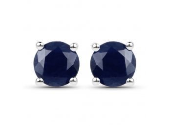 1.90 Carat Genuine Blue Sapphire .925 Sterling Silver Earrings