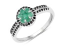 0.55 Carat Genuine Emerald And Black Spinel .925 Sterling Silver Ring