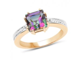 14K Yellow Gold Plated 2.16 Ct. T.w. Mystic Topaz And White Topaz Ring In Sterling Silver