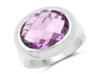 8.25 Carat Genuine Amethyst .925 Sterling Silver Ring, Size 6.00