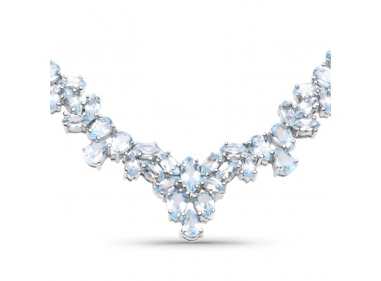 56.18 Carat Genuine Blue Topaz .925 Sterling Silver Necklace