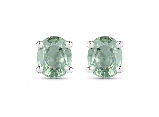 0.68 Carat Genuine Green Sapphire .925 Sterling Silver Earrings