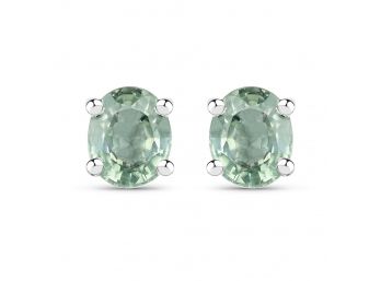 0.68 Carat Genuine Green Sapphire .925 Sterling Silver Earrings