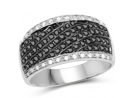 0.79 Carat Genuine Black Diamond .925 Sterling Silver Ring