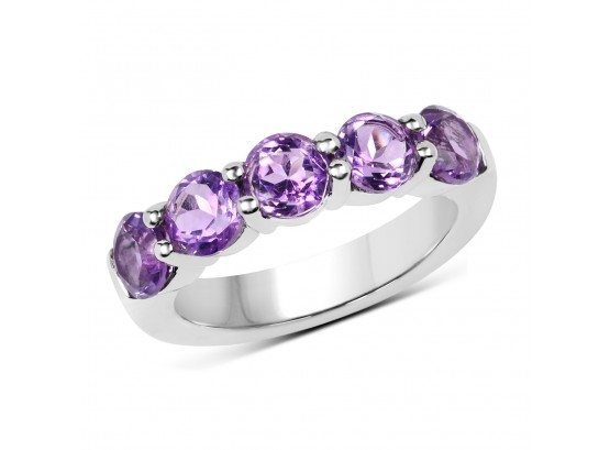 2.25 Carat Genuine Amethyst .925 Sterling Silver Ring Size 7