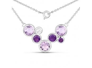 7.83 Carat Amethyst And White Topaz .925 Sterling Silver Necklace