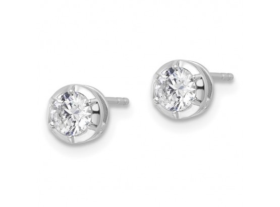14K White Gold  2/3 Carat Diamond Stud Earrings