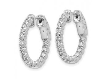 14k White Gold 1 Carat Diamond In And Out Hoop Earrings