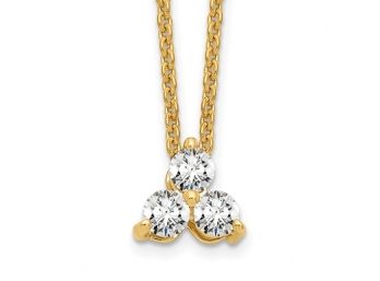 14K Yellow Gold 1/4 Carat Diamond 3 Stone 18 Inch Necklace