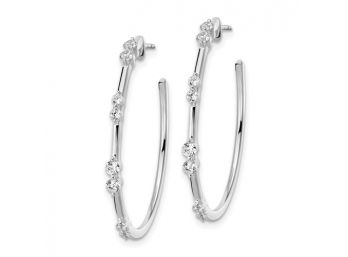 14K White Gold 5/8 Carat Diamond Hoop Earrings