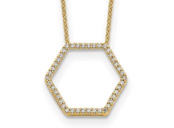 14K Yellow Gold 1/4 Carat Diamond Hexagon 18 Inch Necklace