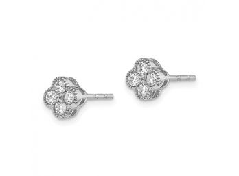 14K White Gold 1 Carat Diamond Bloom Floral Post Earring