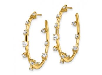 14K Yellow Gold 1 Carat Diamond Post Hoop Earrings