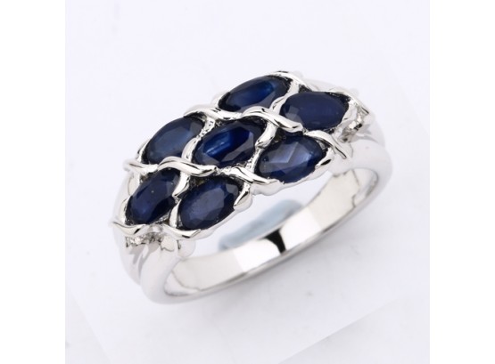 1.54 Carat Genuine Blue Sapphire .925 Sterling Silver Ring
