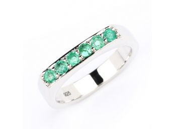 0.42 Carat Genuine Zambian Emerald .925 Sterling Silver Ring