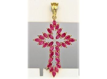 2.71 Carat Genuine Ruby And White Topaz .925 Sterling Silver Pendant, Includes 18' Chain