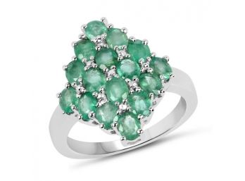 2.40 Carat Genuine Zambian Emerald .925 Sterling Silver Ring